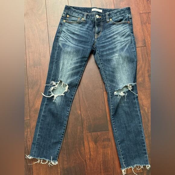 Moussy Vintage Comfort Nancy Skinny Dark Wash Mid-Rise Distressed Skinny Size 26 - Picture 9 of 11